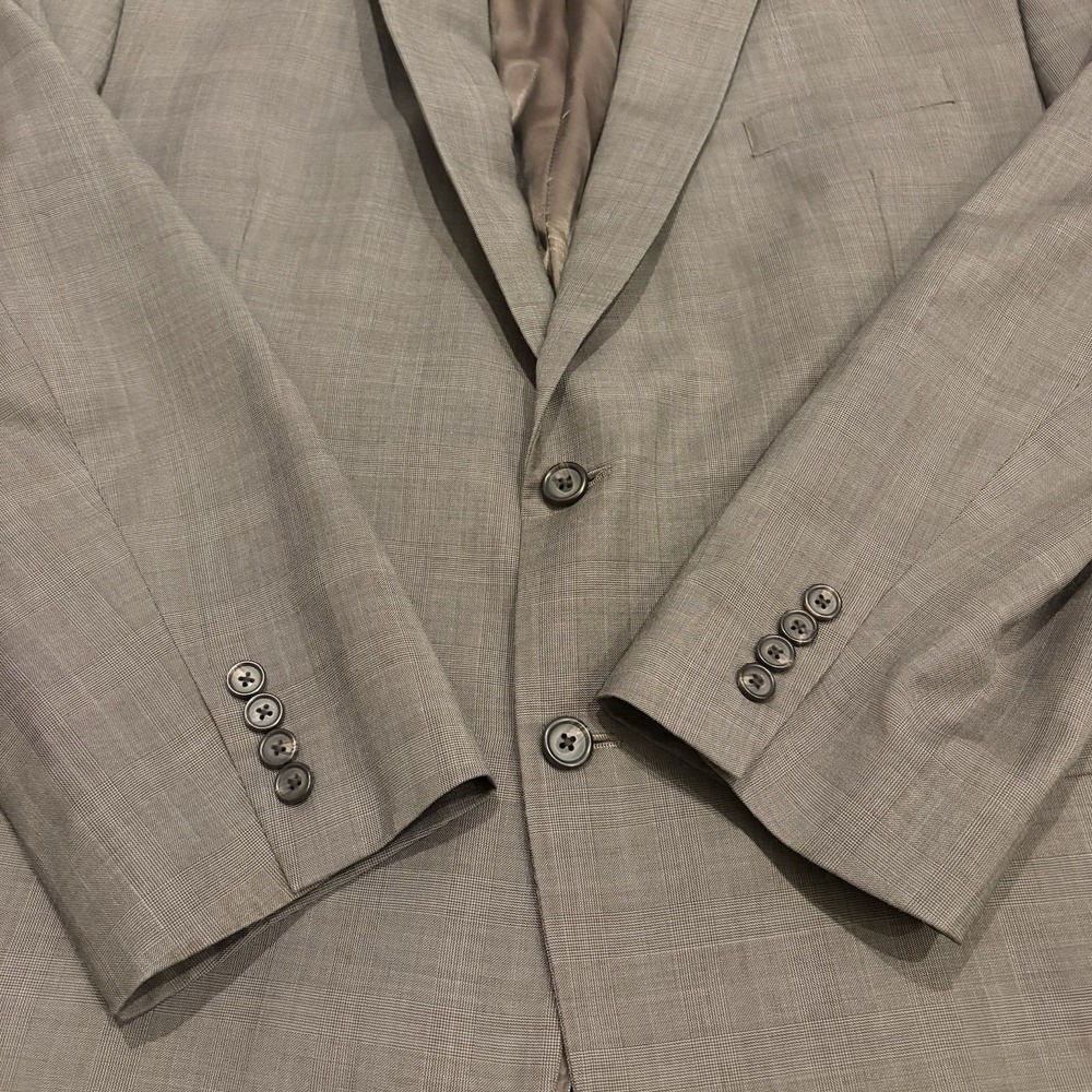 Ralph Ralph Lauren 50L Glen Plaid Gray / Brown Suit Coat Blazer Jacket 100% WOOL